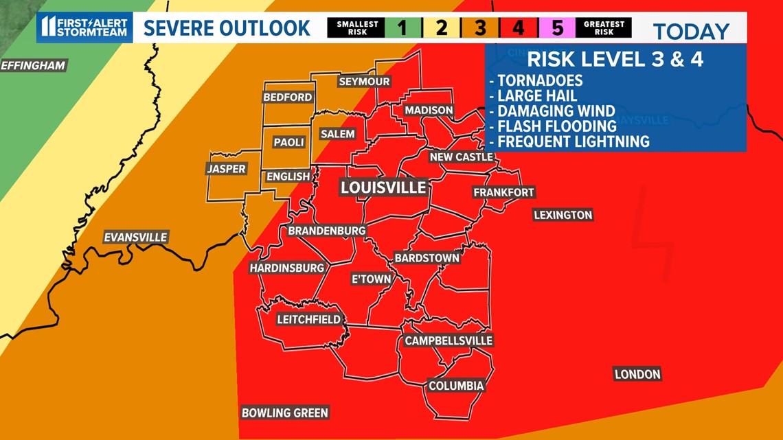 Tornado chances for Kentucky and Indiana Tuesday
