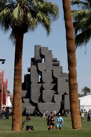 The art installation, Babylon by Nebbia, at the Coachella Music and Arts Festival in Indio, Calif., on Friday, April 12, 2024.