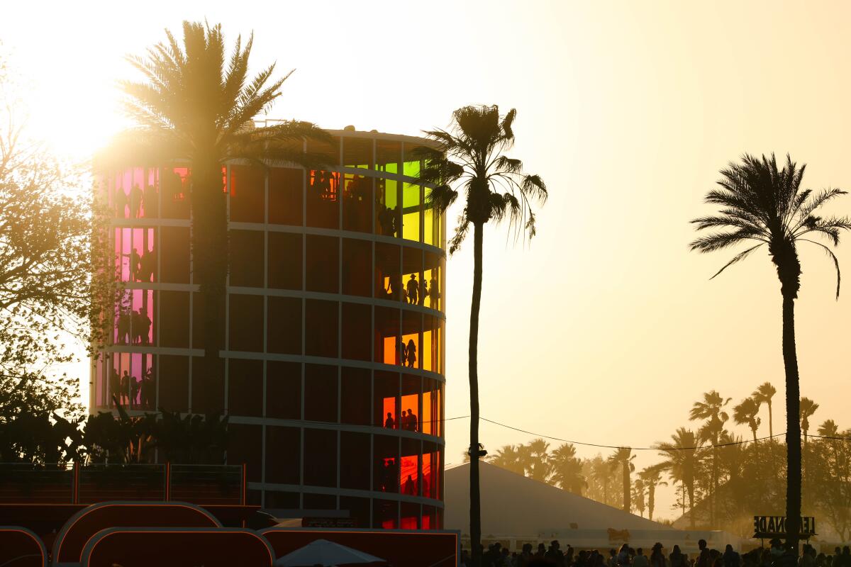 rainbow tower at Coachella