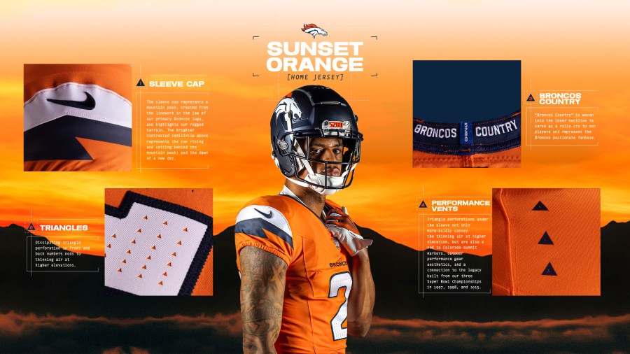 The Denver Broncos new Sunset Orange home jersey was unveiled on April 22, 2024