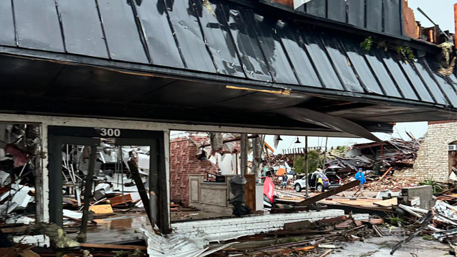 Images from Christy Morris, owner of The Mix Mercantile, shows the destruction after the Sulphur, Oklahoma tornado on April 28, 2024.