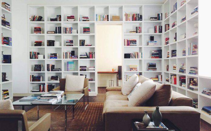 Book shelfs, Sofa, Table
