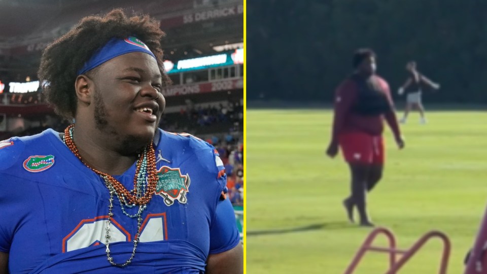 Footage showed Watson walking laps in Bucs training camp this week