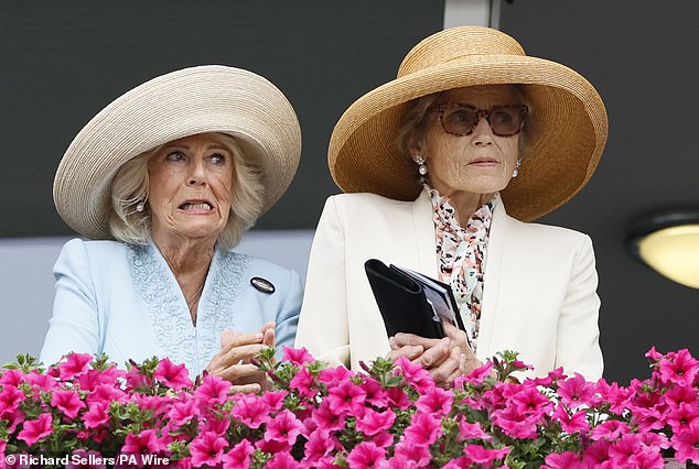 Pictured: Queen Camilla during day four of the Sky Bet Ebor Festival 2025 at York Racecourse