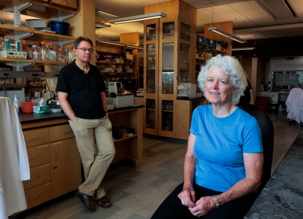 Claire Moore, codirector of Tufts University’s IRACDA program, with the program’s director, Mitch McVey.