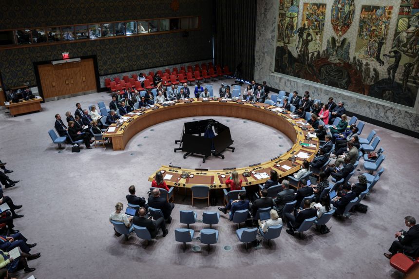 Poland's Secretary of State Marcin Bosacki addresses delegates during a Security Council meeting on threats to international peace and security at U.N. headquarters in New York City, September 12, 2025.