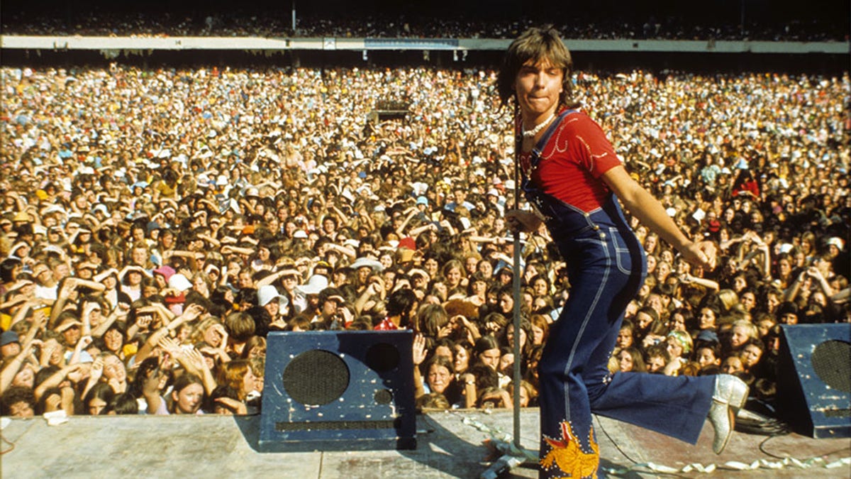 A young David Cassidy performs at Melbourne Cricket Grounds in Australia in 1974.