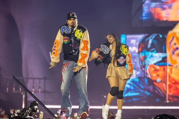 Chris Brown performs during his “Breezy Bowl XX” tour in...