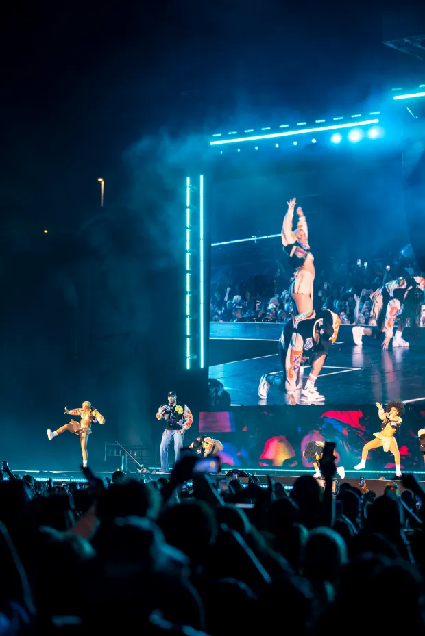 Chris Brown performs during his “Breezy Bowl XX” tour in...
