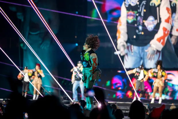Chris Brown performs during his “Breezy Bowl XX” tour in...