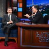 The Late Show with Stephen Colbert and guest Jimmy Kimmel during Tuesday’s September 30, 2025 show.
